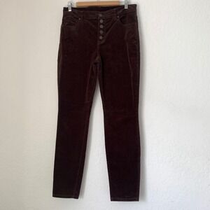 Cabi Corduroy Pants Women 10 Brown Button Fly Slim High Rise Dark Academia Fall